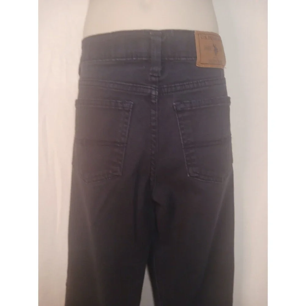 Polo Ralph Lauren Jeans Boys Black Straight Flat Front Jeans Adjustable Sz. 8